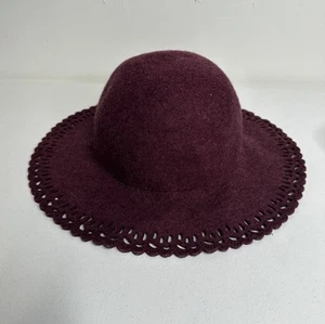 Damen Wolle Sonnenhut weinrot rot Bowler Schlapp Boho Ziel Marke - Bild 1 von 5