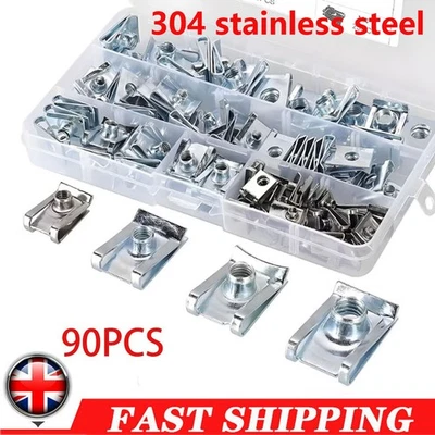 90x U Nut Spring Nuts M4/5/6/8 Clips UK Fairing Panel Speed Chimney Spire Clamp