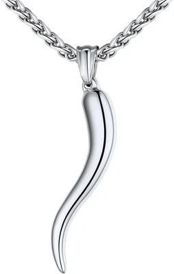 Collana Con Ciondolo Corno Italiano in Acciaio Inossidabile Placcato Oro Nero Bl - Immagine 1 di 4