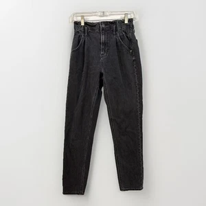 American Eagle MoM Jeans Donna 00R (25x27) Nero Hi Rise Elasticizzato (Vita Alterata) - Foto 1 di 15