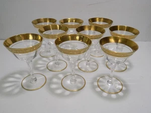 Set 9 TIFFIN-FRANCISCAN Minton Gold Encrusted 4-1/4" Liquor / Cocktail Glasses - Picture 1 of 6