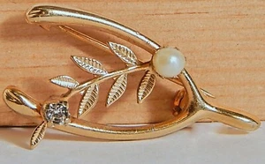 Broche de diamantes de imitación hoja de perla de espoleta de colección - Imagen 1 de 2
