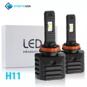 Syneticusa H11 H8 H9 LED Headlight Kit Fog Light 6000K Xenon White Pair Bulbs - Picture 1 of 4
