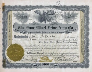 The Four Wheel Drive Auto Company, Wisconsin, 1919, (4 Shares) - Bild 1 von 3