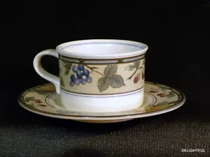 NICE FLAT CUP & SAUCER SET of GARDEN HARVEST pattern by MIKASA china - Picture 1 of 9