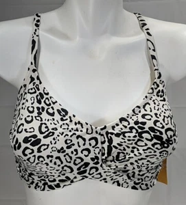 KONA SOL Women's Bikini Top size Off-White Animal Adj-Racerback Bra Insert NWT - Picture 1 of 14