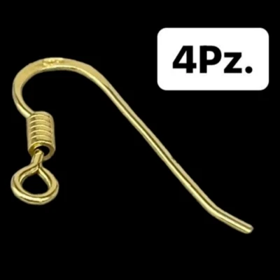 4 Pz. chiusure orecchini di perle amo dorati argento 925 montatura uncino gancio - Immagine 1 di 4