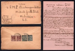 BURMA 1939 Censored Cover with Letter to Malacca Malaysia, Straits Settlements - Picture 1 of 4