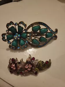 2 - Fermagli per capelli scintillanti stile vintage acqua e strass rosa festa ballo sera - Foto 1 di 6