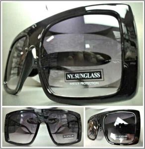 OVERSIZED EXAGGERATED VINTAGE RETRO Style SUN GLASSES XL Huge Jumbo Black Frame - Picture 1 of 7
