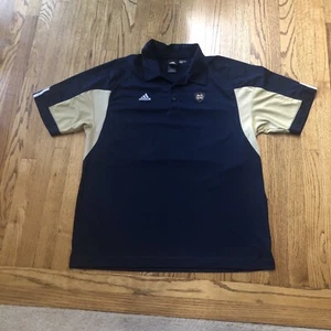 Notre Dame Fighting Irish Mens Polo Shirt Size XL Adidas ClimaCool Blue and Gold - Picture 1 of 10