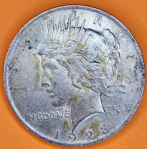1923 Silver Peace Dollar DIE ERROR REVERSE CUD Clipped Rim w/ Reeding Cover