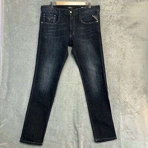 Replay Anbass Jeans Mens W34 L32 Blue Regular Stretch - Picture 1 of 12