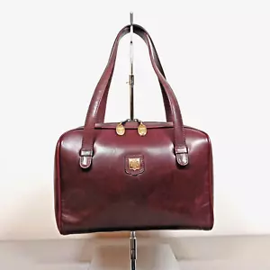 CELINE 80s Vintage Triomphe Mini Handbag Purse Leather Bordeaux USED - Picture 1 of 24