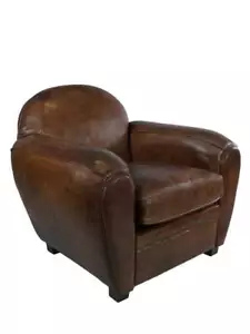 Club Chair Art Deco Vintage Cigar Lounge Design Leather Chair Armchair - Picture 1 of 1