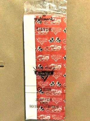 Hallmark Gift WrapTissue Paper - Red Cars & Solid White Pack of 6 Sheets NEW(A53 - Image 1 of 3