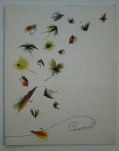 1954 Cunard White Star Line RMS Queen Mary Luncheon Menu B667 Salmon Trout Flies - Picture 1 of 3