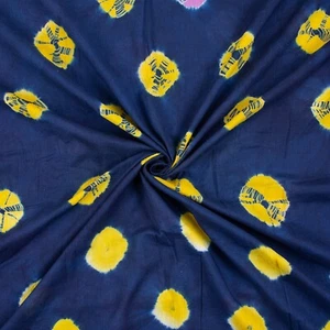 Bandhani Tie Dye Indiana Mano Stampa Jaipuri Tessuto Cotone Fango Panno Abbigliamento - Foto 1 di 5