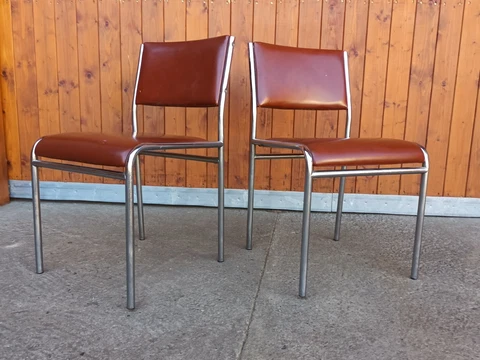 Chair Chrome Dining Room 70er Vintage Space Age Upholstered Retro 1/2 Cover