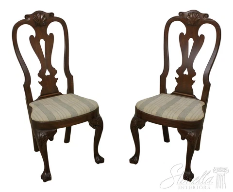 L57599EC: Pair KITTINGER CW-146 Colonial Williamsburg Mahogany Side Chairs Cover