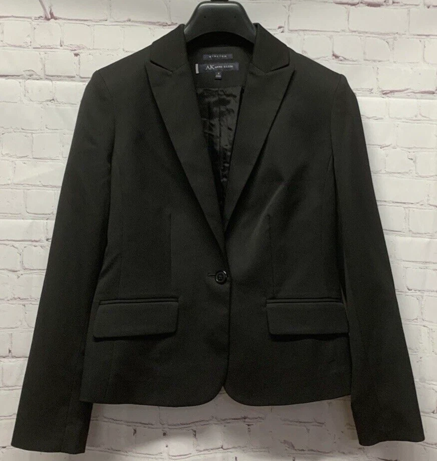 Anne Klein размер 6 Blazer женская куртка костюм отдельный твердый черный эластичной - Изображение 1 из 4