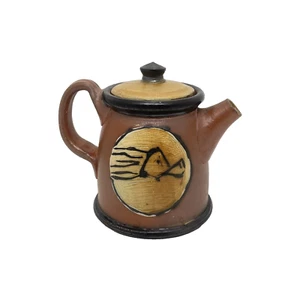 Studio Pottery Handmade Teapot Wheel Thrown Salt Fired Stoneware Artist Signed - Picture 1 of 12