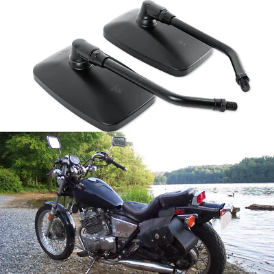 Espejos retrovisores laterales rectangulares negros para motocicleta de 10 mm para Honda Rebel 250 300 Foto 1 de 4