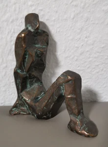 Bronze Skulptur Figur von HB Monogrammiert Vintage - Picture 1 of 16