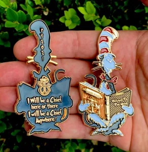 Doctor Dr. Seuss Navy Chief Mess CPO Charge Book Challenge Coin NYPD CIA Seals ! - Imagen 1 de 7