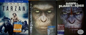 Tarzan, Dawn Of, & Rise Of The Planet Of The Apes (3 Film Bluray Bundle W/slips) - Bild 1 von 2