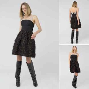 Vestido de cóctel Dorothee Schumacher brillante negro para mujer mediano NUEVO  - Imagen 1 de 13