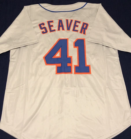 Tom Seaver Custom Grey Throwback New York Mets Jersey Mens Size XL Cover