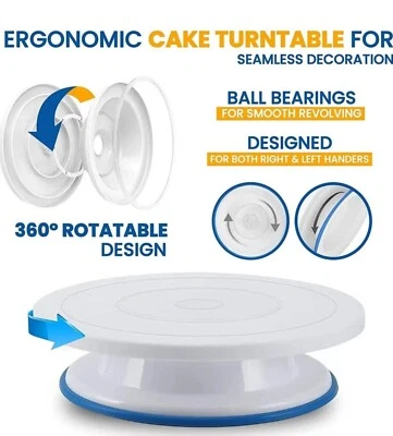 Rotating cake turntable decorating dessert display stand icing smoother kitchen - Image 1 of 4