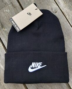 Genuine NIKE Futura JET BLACK Cuff BEANIE ADULT Soft Knit Hat UNISEX DJ6224-010