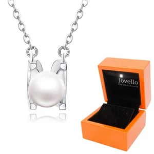 Perlen Kette Halskette aus 925 Silber mit 6mm Perle + exklusive LED Holzbox  - Bild 1 von 9