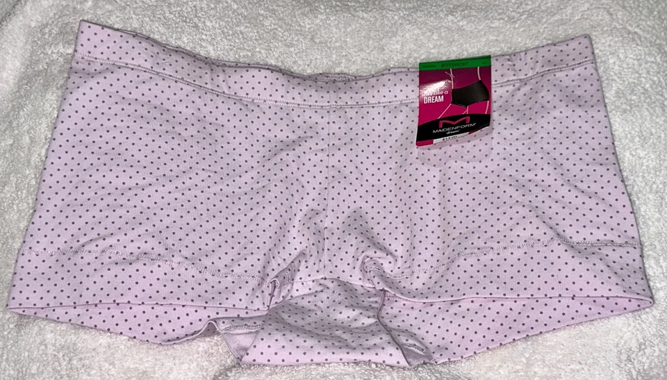 Maidenform Cotton BOYSHORT panties DM0002 Fit Like a Dream women L/7 POLKA