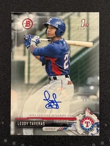 2017 Bowman #PA-LT Leody Taveras 1° Auto Texas Rangers - Foto 1 di 1