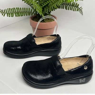 Zapatos cómodos sin cordones Alegria KEL-755 de cuero negro brillante para mujer talla 35 Foto 1 de 4