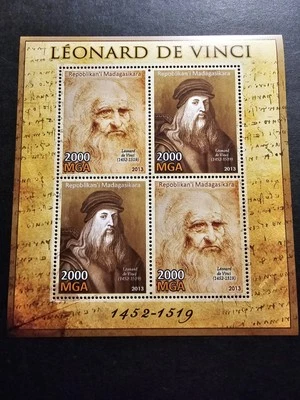 Bloque de pintura de pintor Leonardo Da Vinci de Madagascar nuevo ** Lujo MNH 2000 Foto 1 de 2