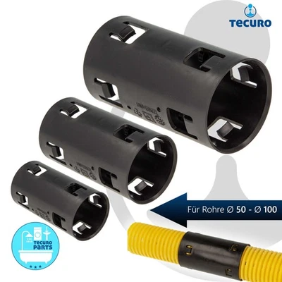 tecuro Manicotto di collegamento per tubo di drenaggio - Tubo di protezione cavi, con sistema a scatto, PP