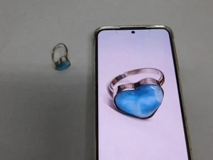 Sterling Silber Ring Herzform Larimar Größe 8 - Bild 1 von 8