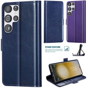 For Samsung Galaxy S23 Ultra Case Protective Leather Folio Wallet Phone Cover - Picture 1 of 25