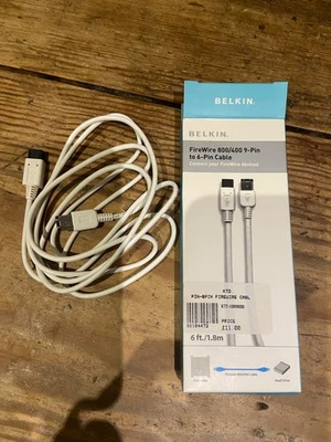 Belkin 1.8m FireWire 9 to 6-Pin 800/400 Cable for External HDD & Macbook Pro - Image 1 of 3