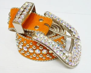 BB Simon Gürtel orange Strass Rindsleder 32 L - Bild 1 von 12