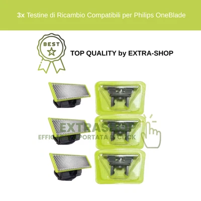 3 Lame Ricambio Compatibili Philips OneBlade – Lamette Testine One Blade - Immagine 1 di 2