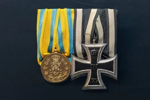 2-Ordenspange Eisernes Kreuz 2. Klasse mit Friedrich August Medaille - Bild 1 von 8