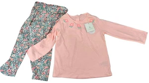 NEXT Baby Girls Long Sleeve Pink Top & Floral Leggings 2 Piece Set 12-18 Months - Picture 1 of 2