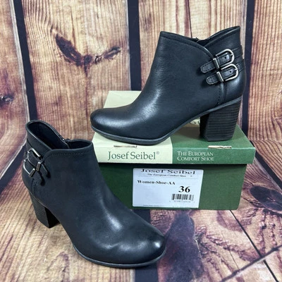 NUEVO Josef Seibel Britney Botines de Cuero Botas Negras para Mujer 5 - 5.5 EU 36 Foto 1 de 4