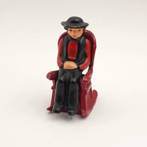 Vtg Cast Iron Amish Man Salt & Pepper Shaker Rocking Chair Red Black Kitchen - Picture 1 of 16