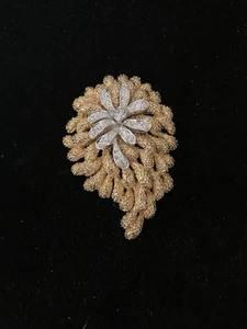 Vintage Panetta Brutalist Rhinestone Brooch Textured Coral-Like Design Signed - Picture 1 of 11